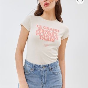 H&M DETAIL CREAM FRENCH TEE T-SHIRT NEW XL